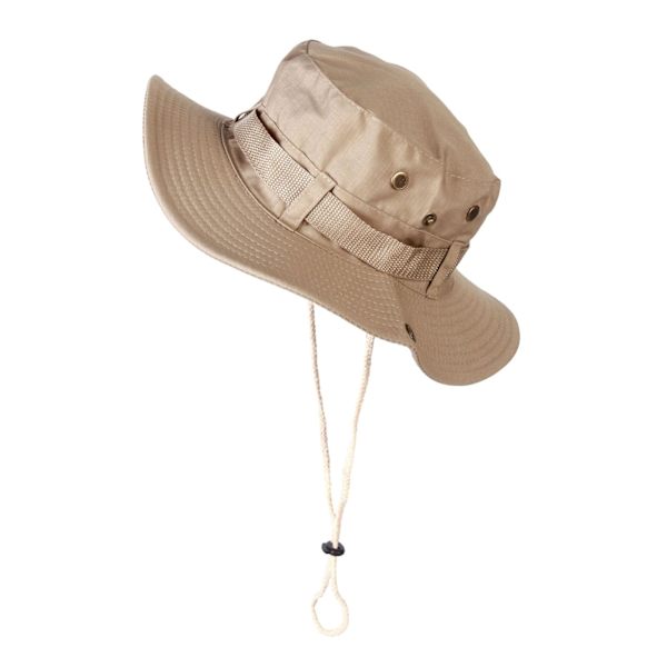 Utomhus Bucket Hat Bekväm Andningsbar Justeringsremmar Dubbelsidig Tillverkning Solhatt för Bergsklättring Khaki M（56‑58cm）