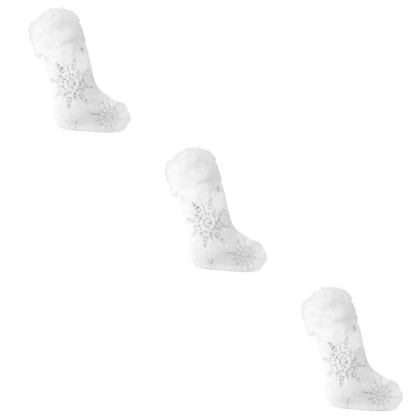 Julstrumpa Silver Chic Hänge för dekoration 3-pack present- och godispåse