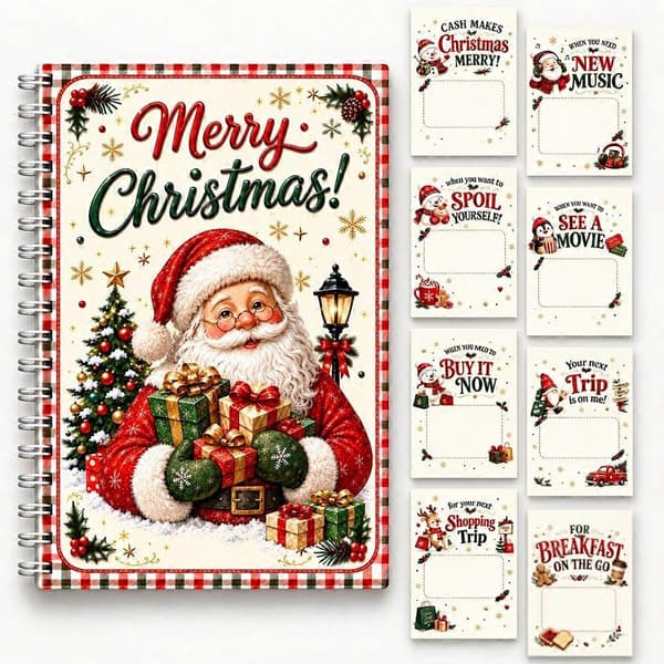 Julklappskort Minnesbok Spiralblock Illustrerad 10 sidor Papper A5 Festlig julbok A