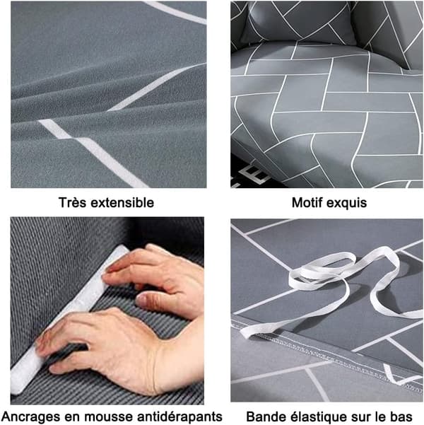 Trykt sofatrekk, sklisikker møbelbeskytter, elastisk seksjonssofadeksel, sofaputetrekk i polyester for 1-4 seters sofaer, full dekning