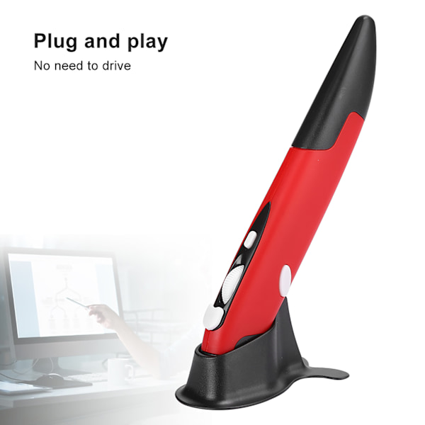 USB-datorpenna PC-delar Trådlös 2.4G Muspenna Typ Personlig Innovativ Vertikal (Röd PR-03)