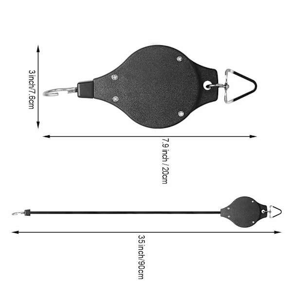 Dekorativa hängande korgar, 2 svarta infällbara växthissar, enkel åtkomst inomhus och utomhus, kraftiga stödjer 10 kg, justerbar höjd, stark nylon
