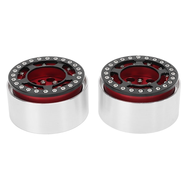 2 stk 1,9 tommers Beadlock-hjul i aluminiumlegering CNC-bearbeiding Universal RC-hjul for Crawler Red