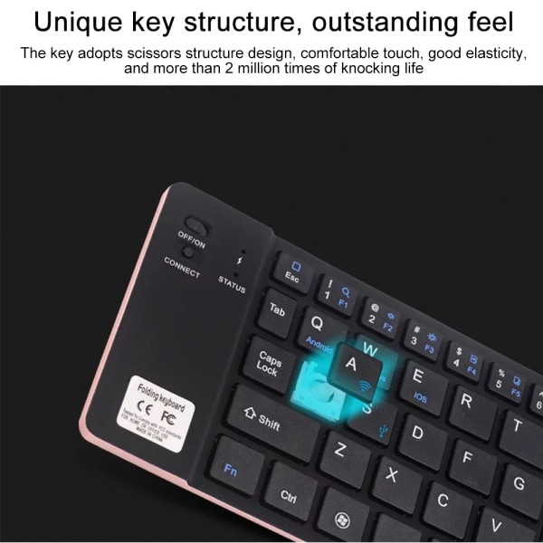 Dobbelt sammenleggbart trådløst Bluetooth-tastatur, mini trådløst