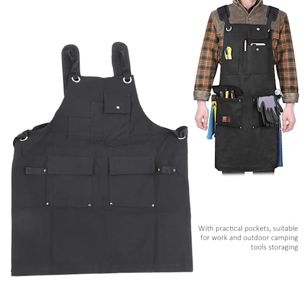 Utomhus Camping Utility Working Canvas Förkläde Verktygsförvaring Förkläde med Justerbar Rem XL