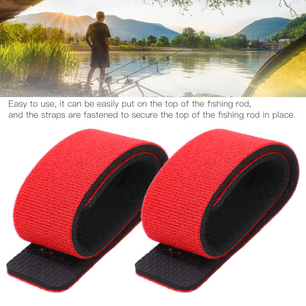 100 stk fiskestangstroppstroppstangfestebåndstang elastisk wrap holder borrelåsdesignrød