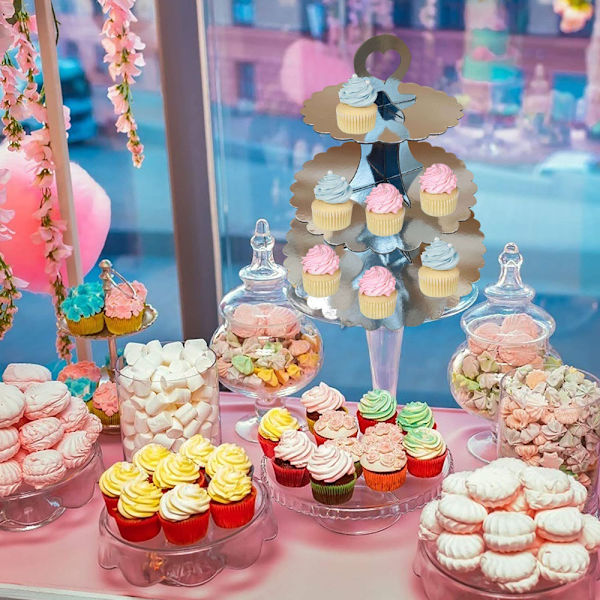 Kartong Cupcake Stativ - 3 Våningar Dessert Stativ Cupcake