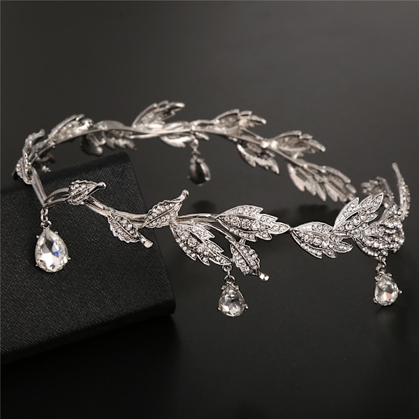 Blad Bryllup Tiara Krone, Rhinestone Krystal Brude Tiara
