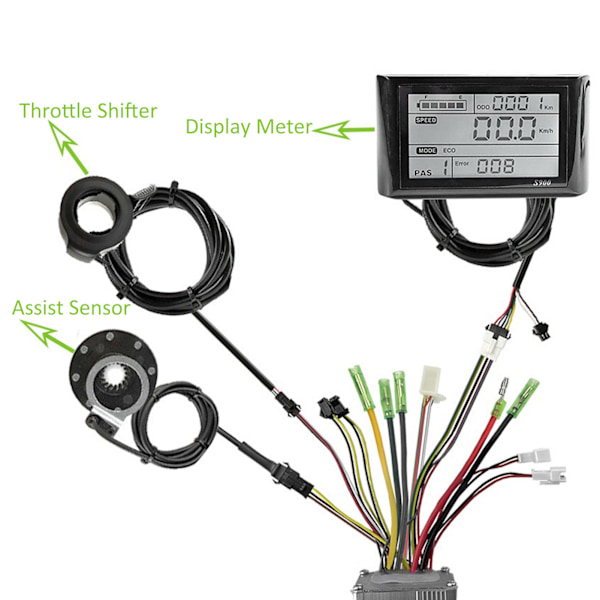36V 48V Borstlös Motorkontroller S900 LCD-display 130X Tumgasreglage 8C Effektassistanssensor Kit för Elcykel