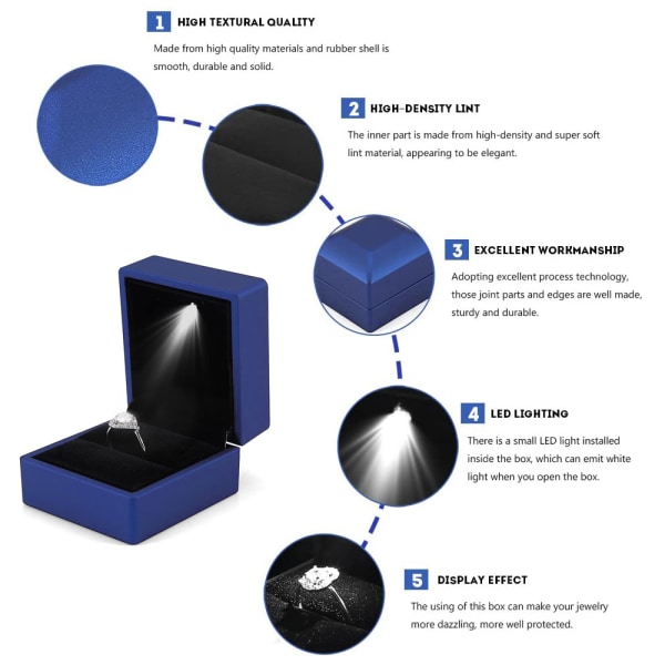 LED-valaistu Ring Box Korvakoru Sormus Case Vihkisormus Korut