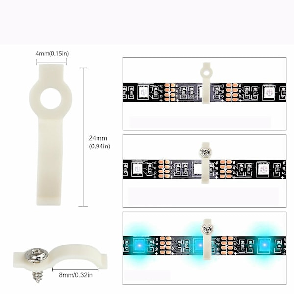 Kopplingssats för LED-strips 8 mm breda, snabb installation med snäppfäste, 2-polig ledare, vattentät kompatibilitet