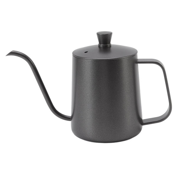 Lång smal kaffekanna svart rostfritt stål rostfri liten häll över vattenkokare med lock för hem 350 ml