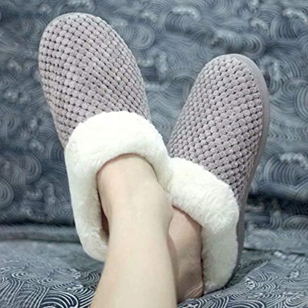 Kvinners tøfler, komfortable, varme, slip-on, plysj