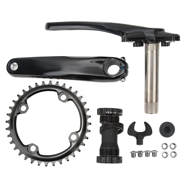 Mountainbike Krank 170mm Hul Integreret Krankarm Sæt med Bundbeslag 36T Bredt Smalt Tand Enkelt Klinge Sort