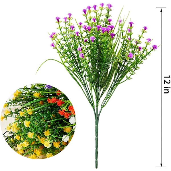 Konstgjorda blommor dekoration, UV-beständig utomhus, för bröllop hem 12 stycken