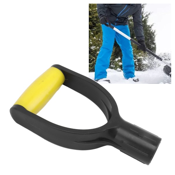 Skuffe D-grep håndtak 32mm indre diameter Silikon grep forsterkning Snøskuffe håndtak erstatning for graving raking verktøy Gul Svart