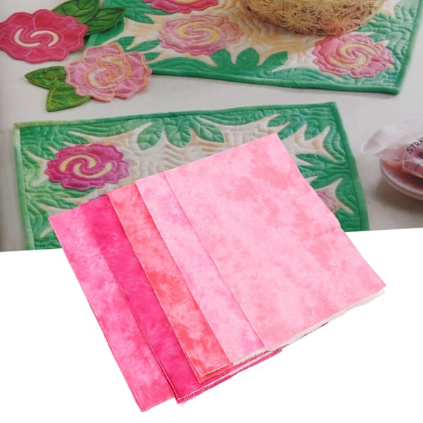 5Pcs Cotton Quilting Fabric Smudge Dyed 19.7in Long 17.7in Wide Soft Patchwork Fabric for Handicraft DIY Repair Pink 19.7in Long 17.7in Wide (5Pcs)