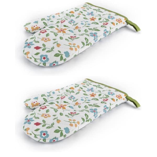 Quiltade bomulls grytlappar med lättskött underhåll, stilfulla tryck för ditt kök, halkfri design, mjukt ventilerande foder, 1 par