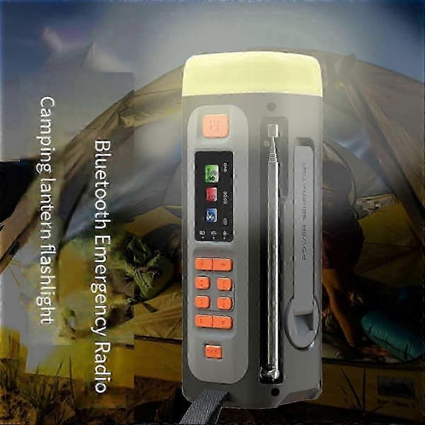 4500mAh Nødradio FM/Bluetooth med USB/Solcelle/Sveivedynamo, Ny 2026