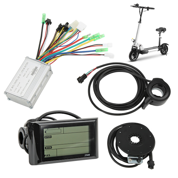 36V 48V Borstlös Motorkontroller S900 LCD-display 130X Tumgasreglage 8C Effektassistanssensor Kit för Elcykel