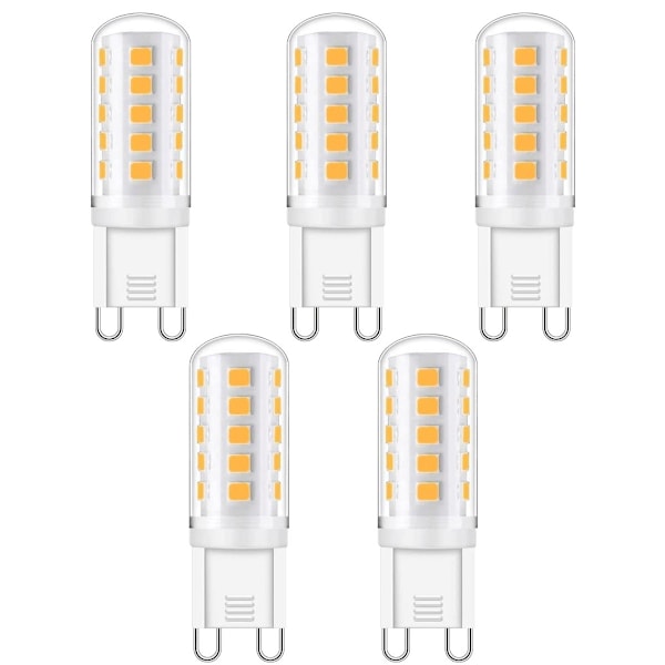 G9 LED-lampa, 5W, Kallvit 6000K, Ej dimbar, 420LM, Värmeavledning, Direktstart, 30000 timmars livslängd, Enkel installation, 5-pack