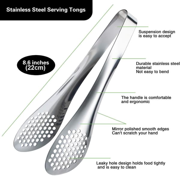 Sett med 2 mattang i rustfritt stål 9\" Buffet Flip Flops Sølv