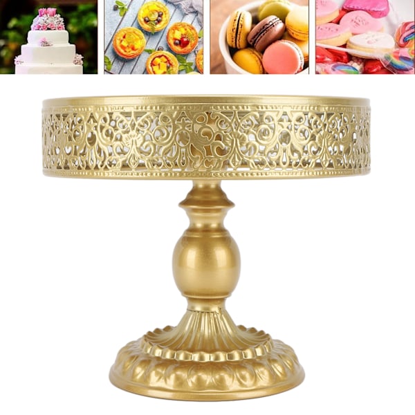 Dessertställ Golden Cake Holder Spetsdesign Enkel montering Rund Treat Display för fest M