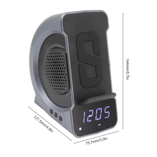 3 in 1 Bluetooth-kaiutin PC ABS -herätyskello langattomalla latauksella yöpöydälle 10W sininen