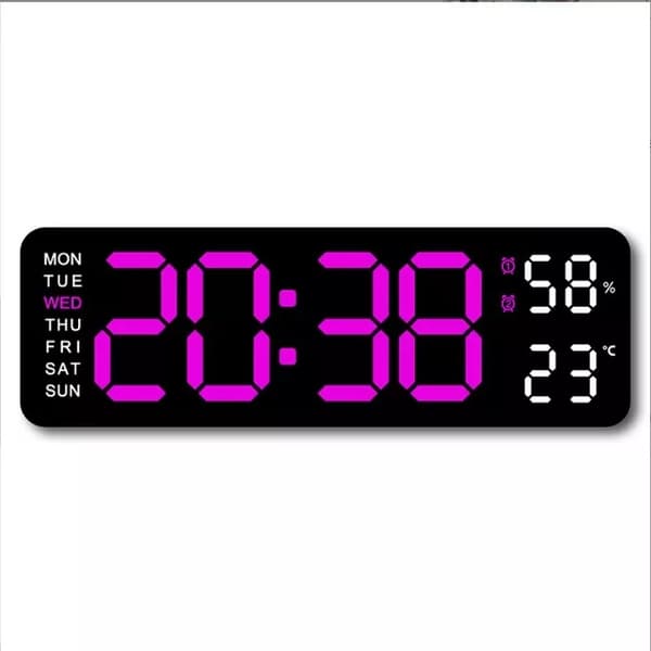 Digital LED Stor Skjerm Vegg Skrivebord Vekkerklokke Med Kalender Temperatur Dato