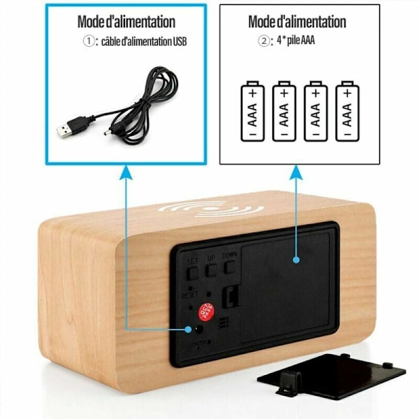 Stilren digital väckarklocka i trä, röststyrningsfunktion för enkel användning, elegant modern design perfekt för sovrum eller kontor