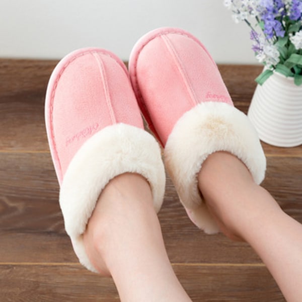 Kvinners tøfler, fluffy myke varme slip on tøfler