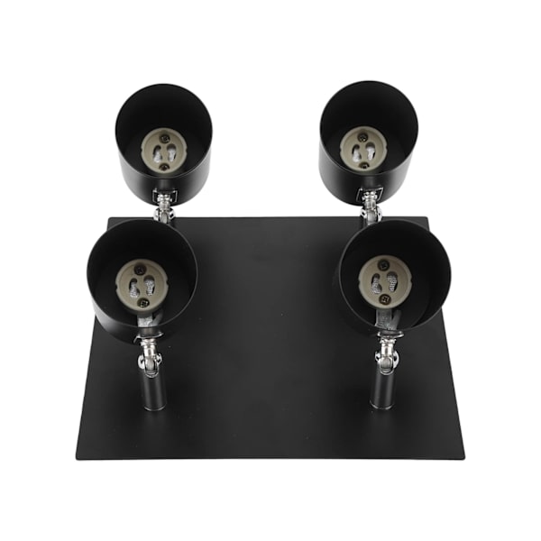 4-lampor justerbar industriell spårljusarmatur modern svart E27 lamphållare 85‑265V