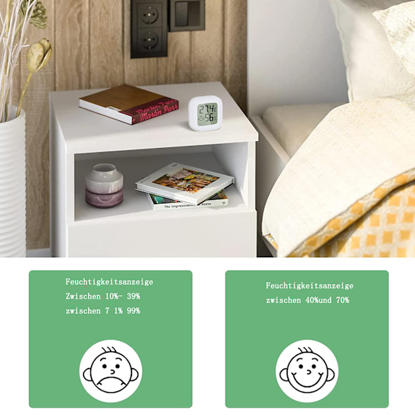 Högprecisions Hygrometer Sensor för Hemmet, Inomhus Hygrometer med Emoticon Komfortindikator, Digital Sensor Fuktmätare för Barnrum,