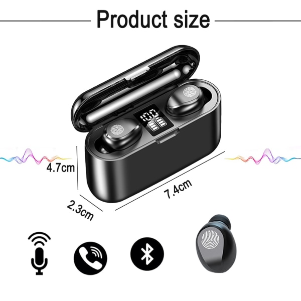 Trådlösa hörlurar, Bluetooth 5.0 Touch Control Trådlöst