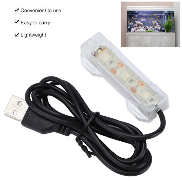 Akvarie Lys USB Opladning Plast Fiskeskål LED Lys til Vandplanter LandskabBlå
