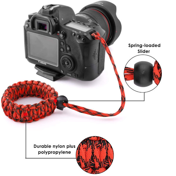 Handrem för kamera, Paracord-snodd handledsband, Bär på handleden
