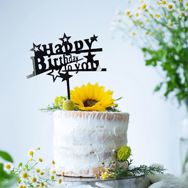 Festliga Tårtdekorationer, Svart Akryl Happy Birthday Tårtdekoration, Återanvändbara Tårtdekorationer för Speciella Evenemang