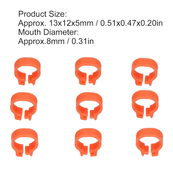 100 st 8 mm duvor identifieringsbenringar fjäderfä benband utan ord duvor tillbehör orange