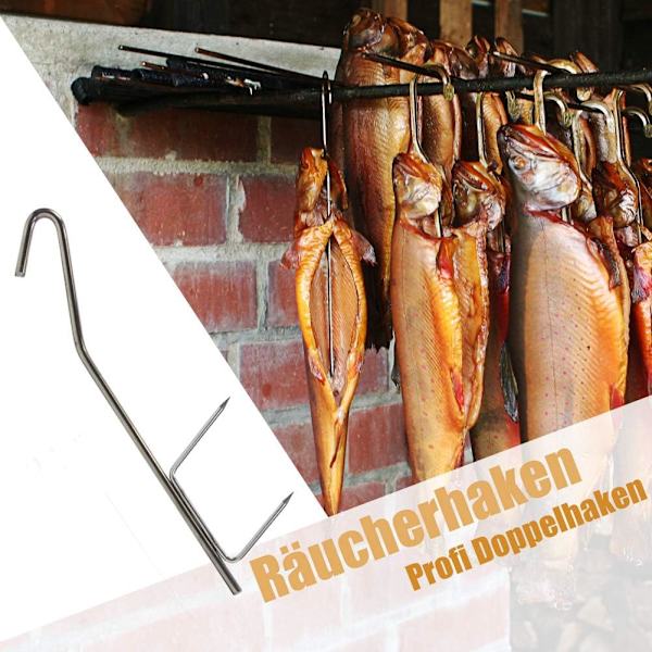 10 stycken fisk krokar för kall och varm rökning, rostfri