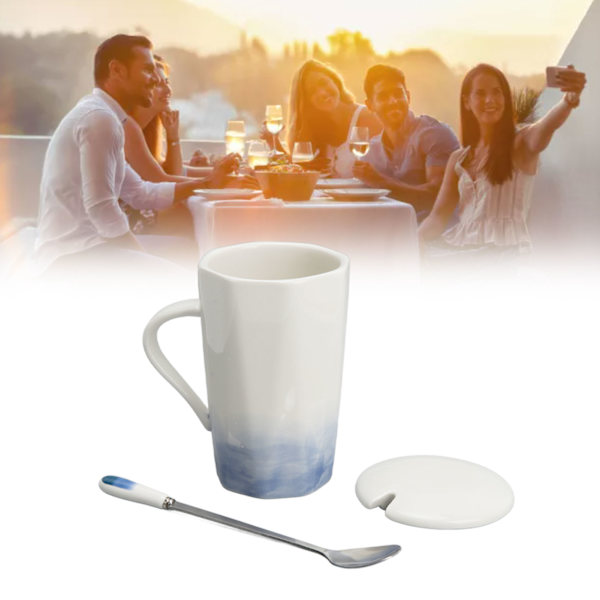 400 ml keramisk krus blåt blækmalestil kaffekrus keramisk kaffekrus med ske låg til hjemmekontor