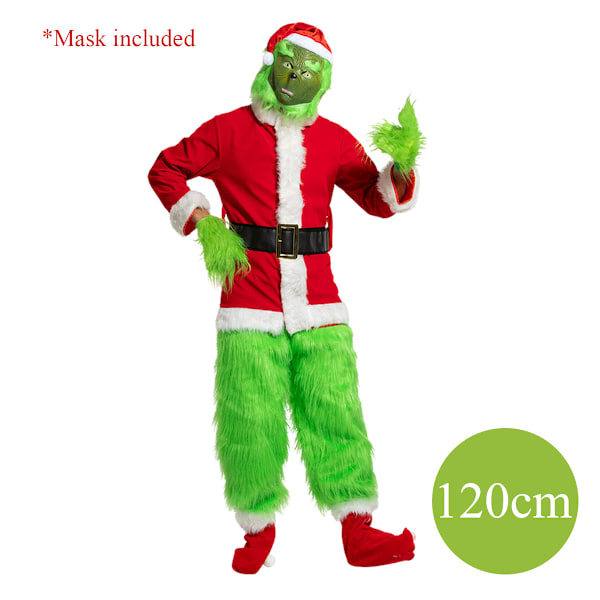 Joulupukki-asu varastettu Vihreä turkkihirviö Grinch-vaatteet Vihreä turkkihirviönaamio Vihreä Grinch