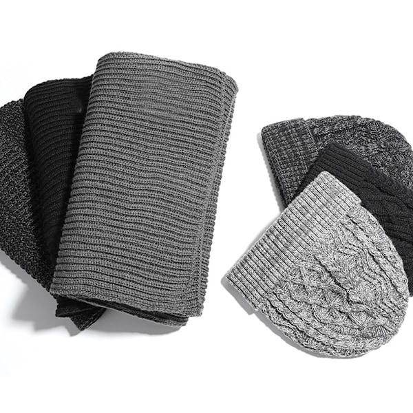 Strikkede hue og halstørklæde sæt vinter varm tyk hæklet Bobble hue hat