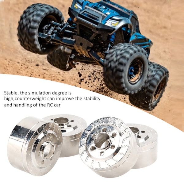 RC Crawler Rostfritt Stål Hjulnav och Motvikt för Traxxas Trx4/SCX10 1/10 RC Bil 15mm/0.6in Tjocklek och 82g/2.9oz Vikt