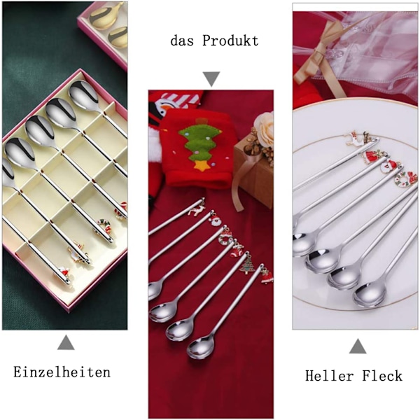 Kreativ Mini Tesked För Omrörning, Rostfria Jul-element Skedar, Festlig Atmosfär Portabel Perfekt Gåva För Bar Café Kök (12ST)