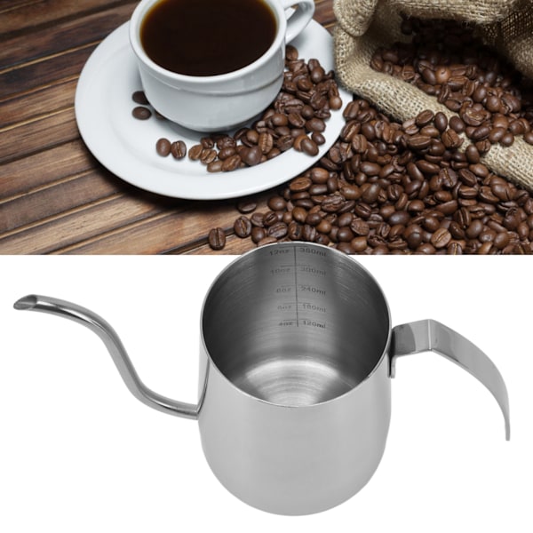 Coffee Kettle Stainless Steel Inner Scale Gooseneck Thicken Pour Over Coffee Pot with Handle for Tea Milk Brewing 350ml