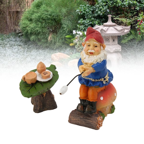 2 stk. Havegnisser Held og lykke Vandtæt Solbeskyttende Resin Miniature Gnome Figurer Nisser Plænepynt til Terrasse Have