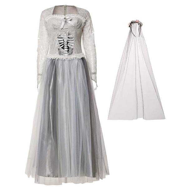 Halloween Kostume Gyser Spøgelsesbrud Kjole Spøgelses Zombie Kostume Maskerade Kostume