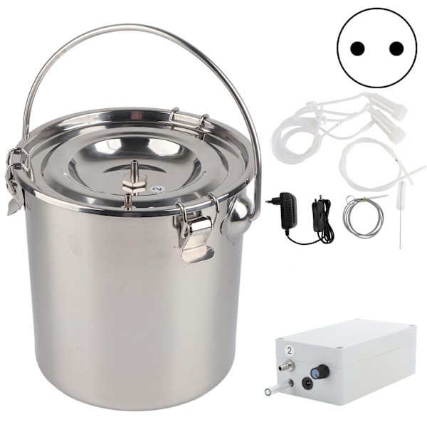 Mjölkmaskin Kit Bärbar Elektrisk Mjölkmaskin Justerbar Pulsation Mjölkmaskin för Get Får 7L 100‑240VEU-kontakt