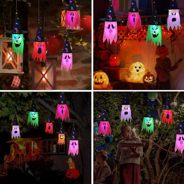 Multianvendelig Halloween-pynt til udendørs brug, lysende spøgelse, perfekt til pynt i haven og træer samt som festartikler