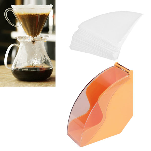 Kaffe Filterhållare Kaffepappersförvaringsställ med Dammtätt Lock Kaffe Filterpappersbehållare för Kaffebutik Hem Gul